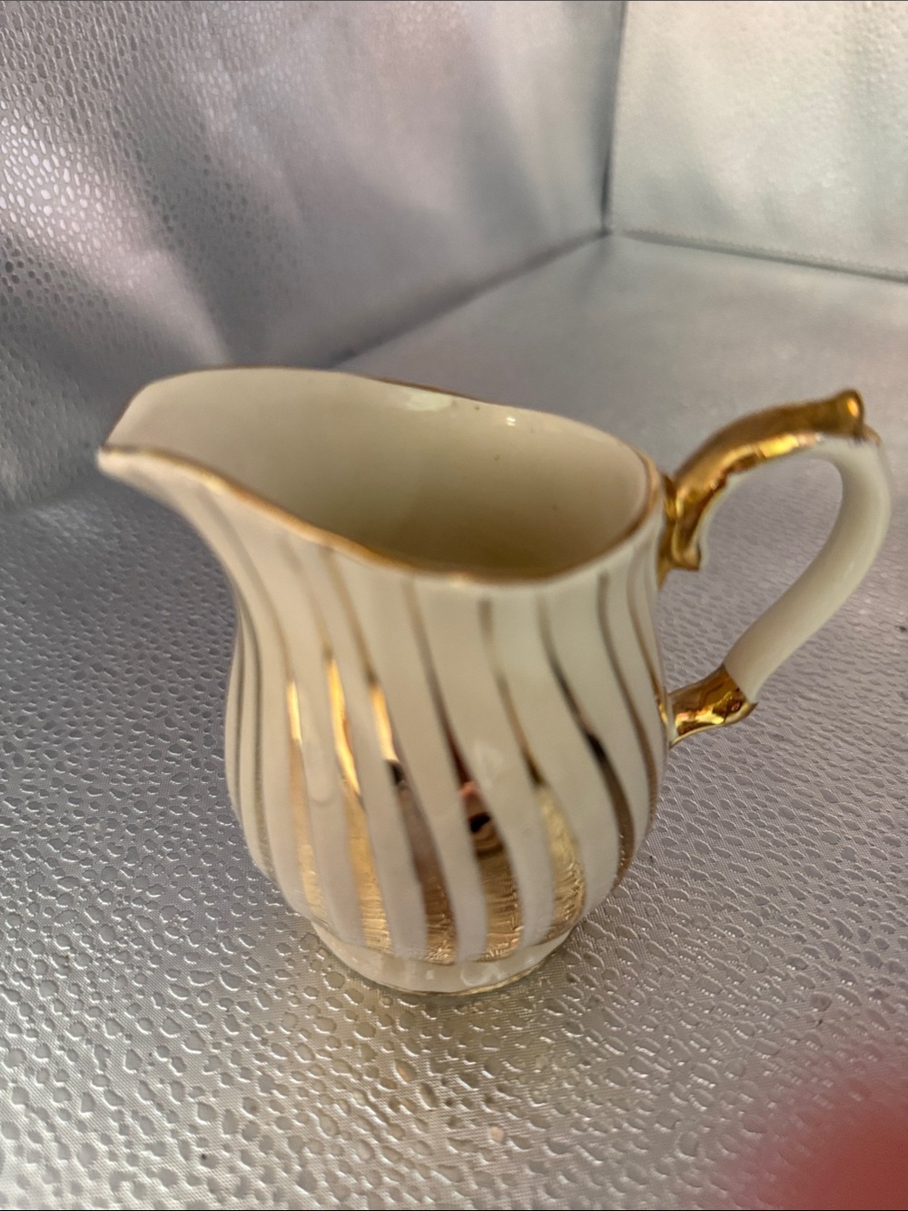 Vintage Sadler Ivory and Gold Swirl Porcelain Creamer from England